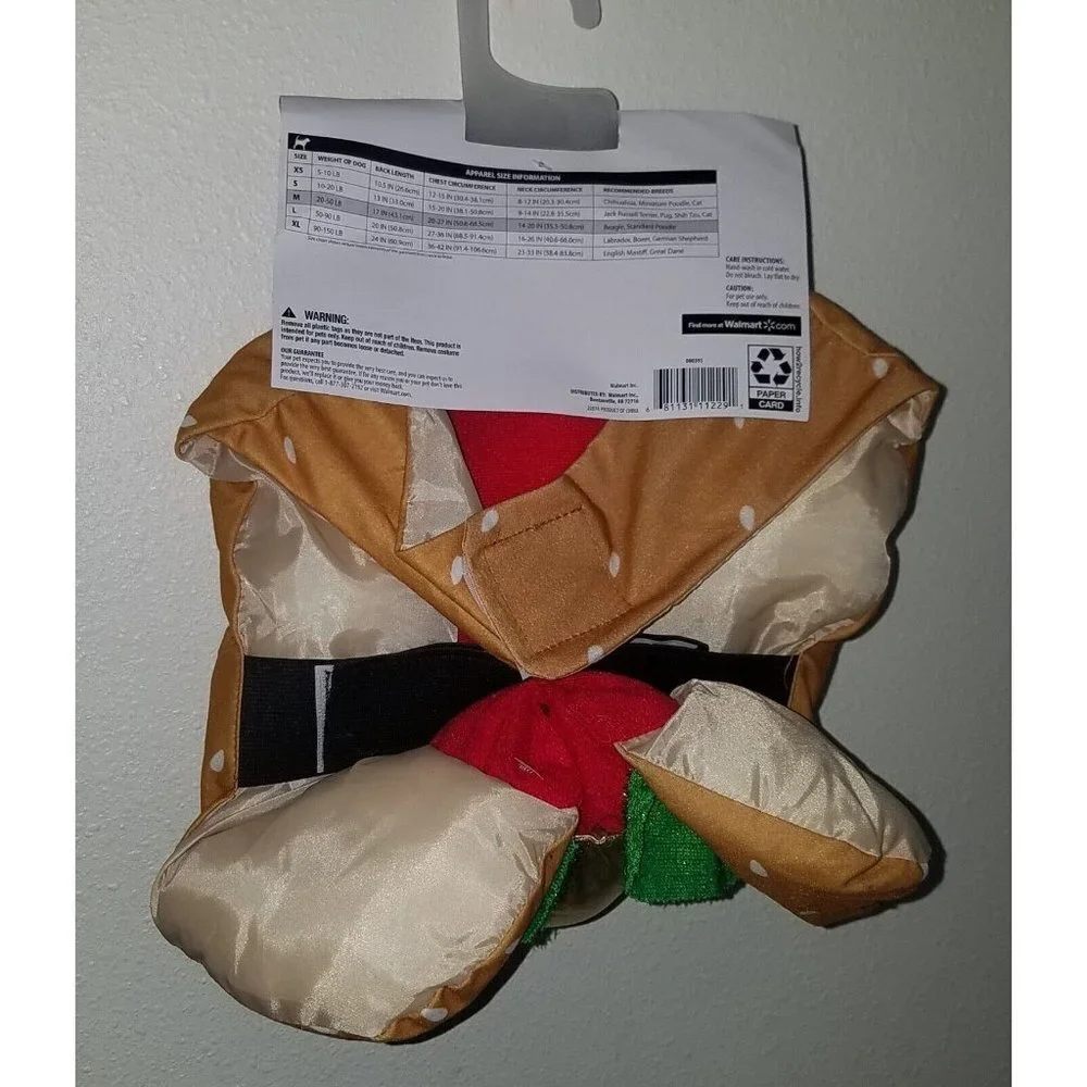 NEW Hot Dog Costume Pet Size Medium Dog (20-50 lbs) Halloween Vibrant Life 1 pc